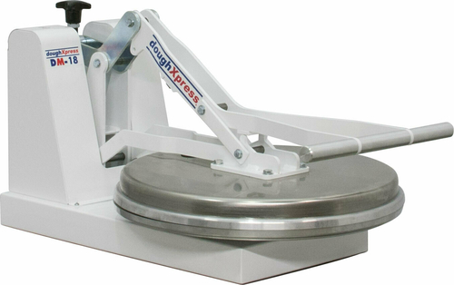 DoughXpress DM-18NH 18" W x 15" H x 28.13" D Manual Powder Coated White Clamshell Design Economy Pizza Dough Press