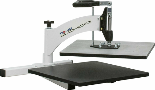 DoughXpress TXM-15CP 16.5" W x 15.35" H x 25.36" D White Manual Xylan Coated Upper & Lower Platens "Lil Chick" Meat Press