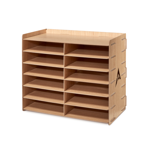 Alpine ADI503-12-WOD 12 Compartment Wood Wood Grain Finish Paper Literature File Organizer