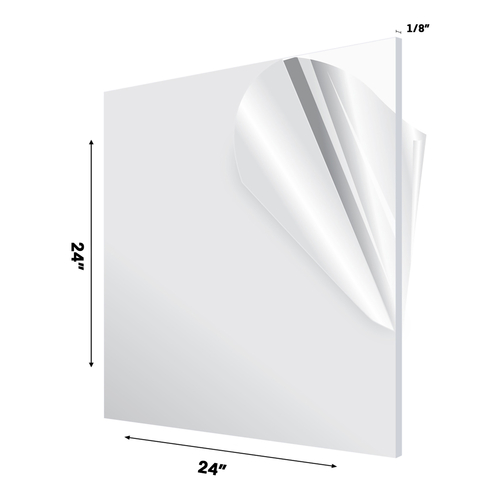 Alpine ADI2424-1-C 24" W x 24" H x 0.13" D Clear Plexiglass Acrylic Sheet
