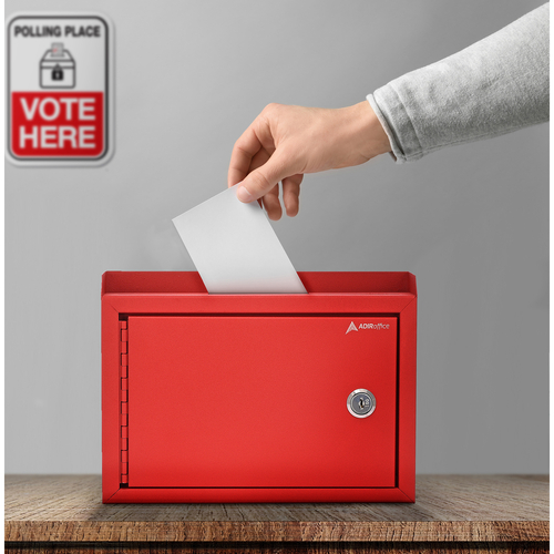 Alpine ADI631-02-RED Red Finish Wall Mountable Suggestion Box with Key and Lock
