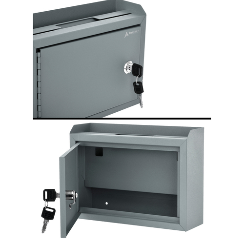 Alpine ADI631-02 Grey Finish Wall Mountable Suggestion Box with Key and Lock