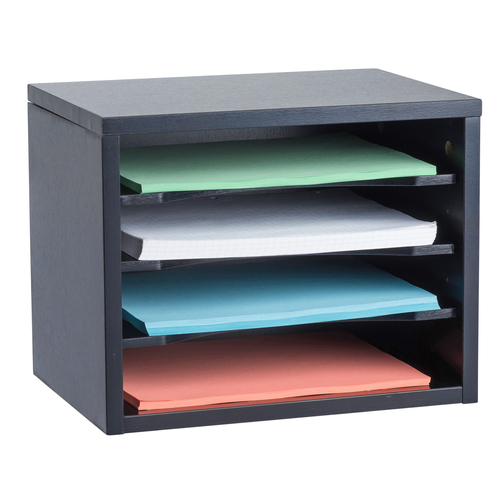 Alpine ADI502-01-BLK Black Finish Stackable Desk Organizer with Removable Shelves
