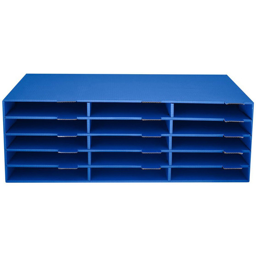 Alpine ADI501-15-CP-BLU 29" W x 13" D x 9.5" H 15 Compartments Cardboard Blue Construction Paper Storage Organizer