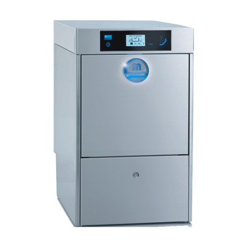 MEIKO US COMFORT AIR 18.1" W x 28.8" H x 23.6" D 0.55 Gal. 40 Racks/Hr  Stainless Steel High Temp with Booster M-iClean Comfort Air Series Glasswasher - 208-230 Volts, 3/4 HP