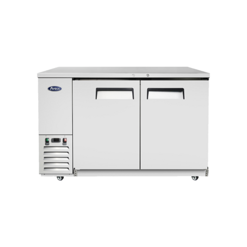 Atosa MBB59GR 57.8" W Stainless Steel 2-Section Solid Door Back Bar Cooler - Volts