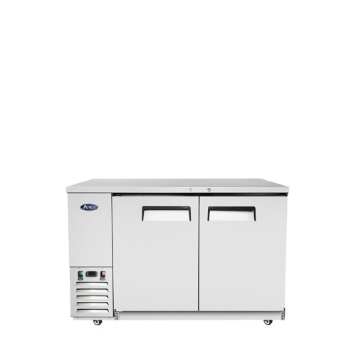 Atosa MBB59GR 57.8" W Stainless Steel 2-Section Solid Door Back Bar Cooler - Volts
