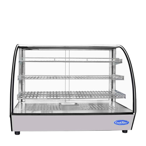 Atosa CHDC-56 35.38" W x 22.88" D x 26.75" H Curved Front Glass Countertop Heated Display Case - 115 Volts
