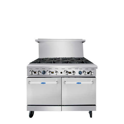 Atosa AGR-8B-NG 48" W Natural Gas 8 Open Burners 2 Ovens CookRite Range - 304,000 BTU