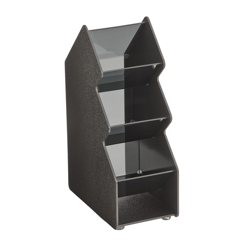 Vollrath CTC-3V 5.88" W x 16.25" H x 10.25" D Black ABS Plastic and Smoked Acrylic Construction Countertop Vertical Condiment Caddy