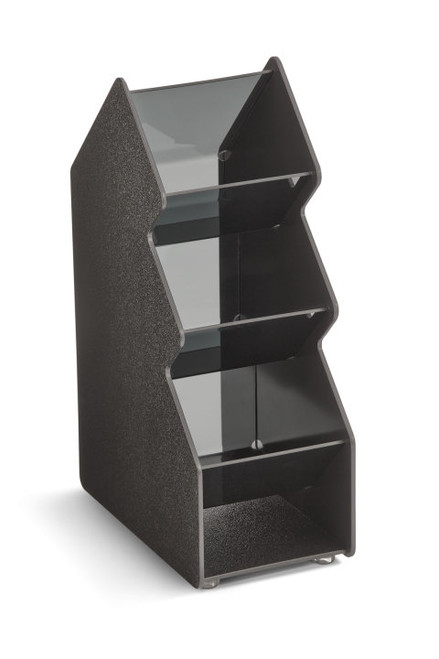 Vollrath CTC-3V 5.88" W x 16.25" H x 10.25" D Black ABS Plastic and Smoked Acrylic Construction Countertop Vertical Condiment Caddy