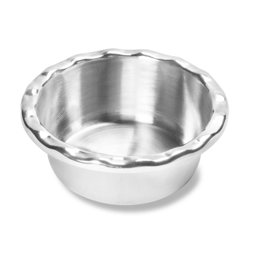 Vollrath 59791 5.6 Oz. 4" Top Diameter 1.5" H 3" Base Diameter Stainless Steel Mini Round Ruffled Edge Dish