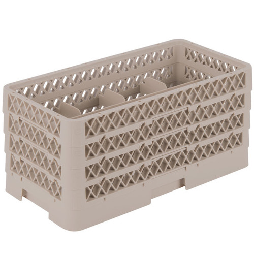 Vollrath HR1B1BBA 10" W x 9.06" H x 19.75" D Half Size (8) Compartment Stemware Beige Co-Polymer Plastic Traex Rack-Master Dishwasher Rack
