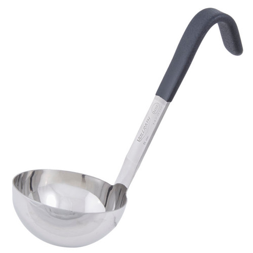 Vollrath 4970520 5 Oz. 3 13/32" Bowl Dia. with 6" Black Kool-Touch 18/8 Stainless Steel Capacity Stamped on Product One-Piece Ladle