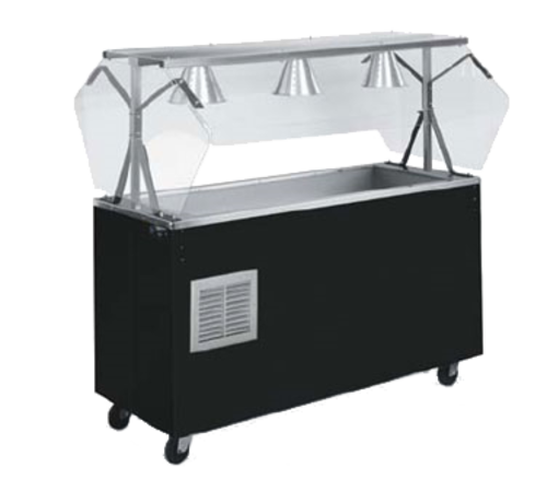 Vollrath R3895246 46" W x 39.5" D x 57" H 2-Series Affordable Portable Refrigerated Cold Food Pan with Walnut Woodgrain Wrapper & Lights - 120 Volts