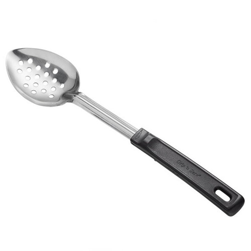 Vollrath 46946 14" L 18/8 Stainless Steel with Black Grip N Serv Handle Perforated Serving Spoon