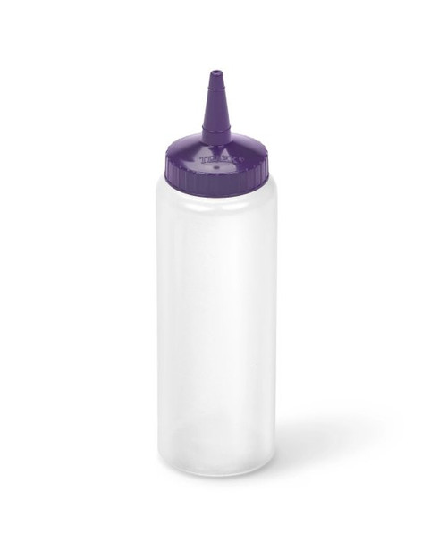 Vollrath 2808-1354 8 Oz. Clear Bottle Purple Cap Polyethylene Traex Color-Mate Squeeze Bottle Dispenser