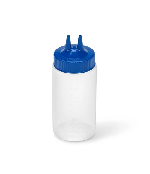 Vollrath 2316-1344 16 Oz. Wide Mouth Clear Bottle with Blue Cap Traex Twin Tip Squeeze Bottle