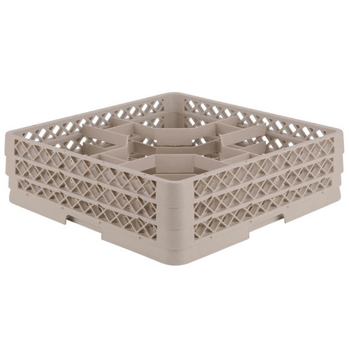 Vollrath TR13HH 19.75" W x 19.75" D x 4.50" H Beige Co-Polymer (20) Compartments Full Size Rack Max Low Profile Glass / Stemware Rack