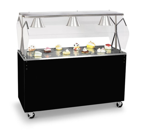 Vollrath 38930 60" W x 39 1/2" D x 59" H 20/300 Series Stainless Steel Seamless Top with Buffet Style Breath Guard Solid Base 2-Series Affordable Portable Utility Station