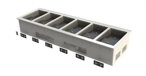 Vollrath FC-6IH-06208 81.25" W x 15" H x 26" D Electric Stainless Steel Non-Insulated Dry Digital Controls (6) Wells Induction Hot Food Well Drop-In - 208-240 Volts