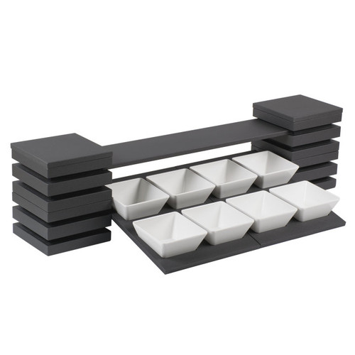 Vollrath V904333 56" W x 15" H x 23" D Black Narrow Medium Wood Shelf Basic Cubic Display Set