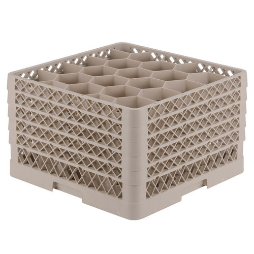 Vollrath TR11GGGGGG 19.75" W x 19.75" D Co-Polymer Plastic (20) Compartment With 6 Extenders Traex Full Size Rack Max Glass / Stemware Rack