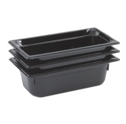 Vollrath 8034420 4" Deep Low-Temp Polycarbonate Black Plastic Super Pan 1/3 GN Food Pan