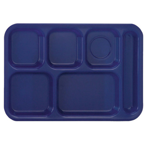 Vollrath 2615-104 13-3/4"W x 9-3/4"D Bright Blue Rectangular Right Hand ABS Stackable School Compartment Tray