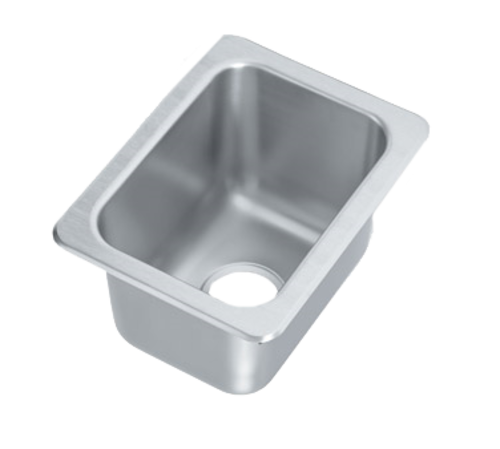 Vollrath 101-1-1 13" W x 14" Front-to-Back x 10" Deep Compartment Self-Rimming 3 1/2" Drain One Compartment Drop-In Sink