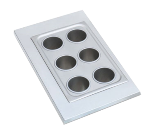 Vollrath 19195 19" W x 14" D 300 Series Stainless Steel with Six 4 1/4" Holes Adapter Plate