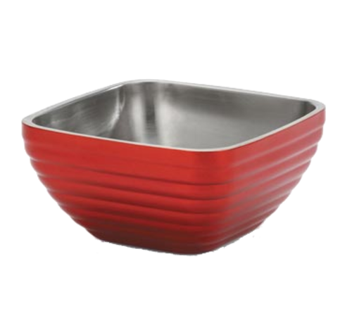 Vollrath 4763715 262.4 Oz. Metallic Dazzle Red Square Stainless Steel Double Wall Insulated Serving Bowl