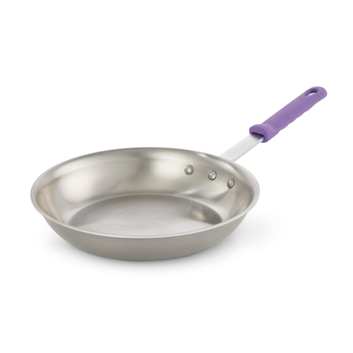 Vollrath 693308 8" Top Dia. Stainless Steel Aluminum Core Bottom Purple Riveted Handle Natural Finish Tribute Fry Pan