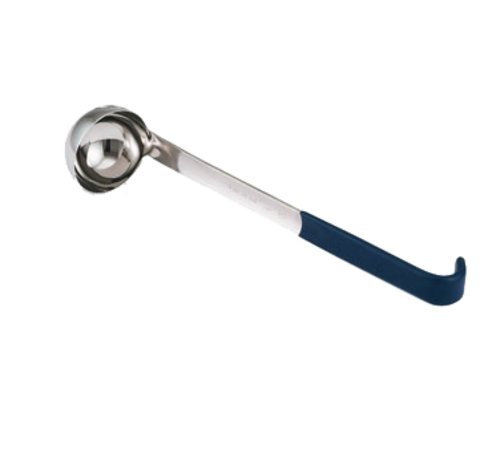 Vollrath 4987220 72 Oz. 18/8 Stainless Steel 11 Ga. 17" Grooved Hooked Black Kool-Touch Handle with Satin Finish Ladle