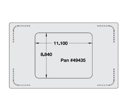 Vollrath 8242816 21.13" W x 12.75" D 1 Hole Pan Stainless Steel Miramar Single Size Template for Miramar Cookware