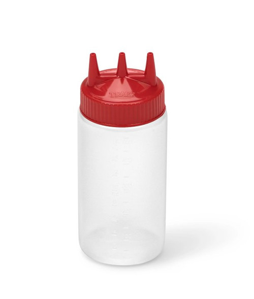 Vollrath 3316-1302 16 Oz. Wide Mouth Clear Bottle with Red Cap Traex Tri Tip Squeeze Bottle