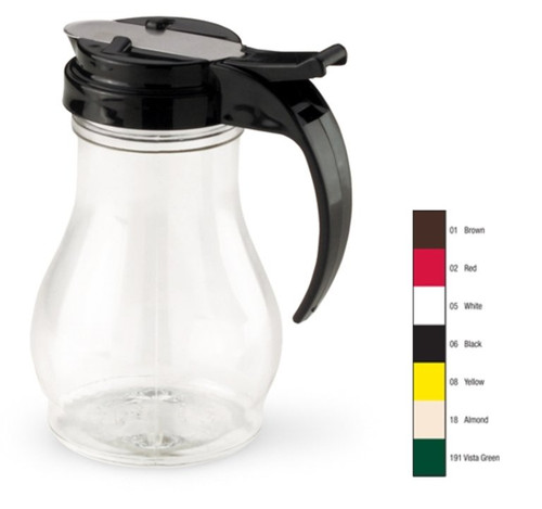 Vollrath 1412-02 10 Oz. Clear Polycarbonate with Red Plastic Top Dripcut Syrup Server