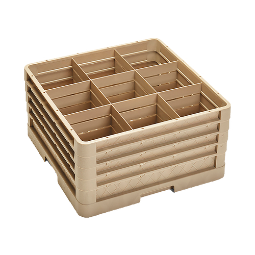 Vollrath CR10FFFF 19.75" W x 10.31" H x 19.75" D (9) Compartment Beige Full Size Co-Polymer Plastic Traex Compartment Rack