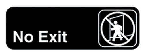 Vollrath 4508 3" x 9" White on Black No Exit Sign