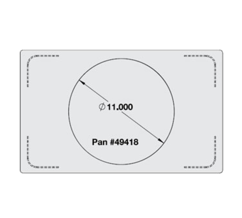 Vollrath 8242610 21.13" W x 12.75" D 1 Hole Round Plastic Miramar Single Size Template for Miramar Cookware