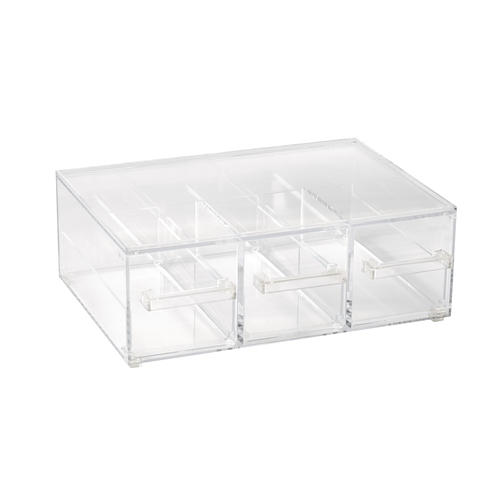 Vollrath SBB33 20" W x 7.38" H x 14" D Full Size Clear Acrylic Case with (3) Drawers Cubic Acrylic Display System