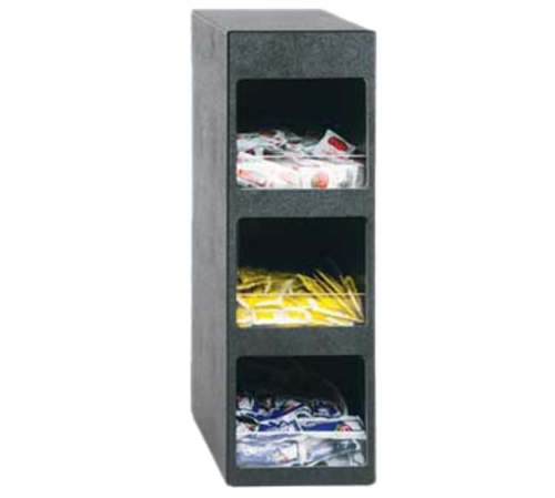 Vollrath LSC3-3P 21 3/8" H x 6 7/8" W x 13" D ABS Plastic Black Vertical Three-Pocket Condiment Dispenser Cabinet