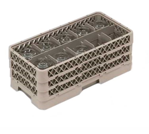 Vollrath HR1C1CCA 10" W x 19.75" D X 9" H Beige Co-Polymer Plastic (10) Compartments Half Size Rack-Master Dishwasher Rack