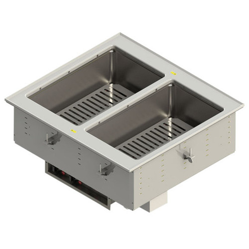 Vollrath FC-4DH-02208-T 28.25" W x 15" H x 26" D Electric Stainless Steel Insulated Dry Thermostatic Controls without Drain (2) Wells Hot Food Well Drop-In Unit - 208-240 Volts