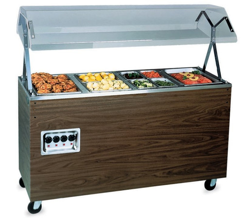 Vollrath 3894660 60" W x 28 5/8" D x 57 5/16" H 4 Well Buffet Style Breath Guard with Lights Enclosed Base 2-Series Affordable Portable Hot Food Station - 120V 525 Watts