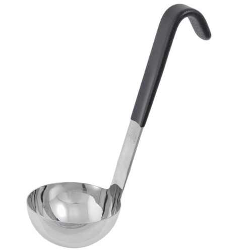 Vollrath 4970320 3 Oz. 2 15/16" Bowl Dia. 18/8 Stainless Steel with 6" black Kool-Touch Coated Short Handle One-Piece Ladle