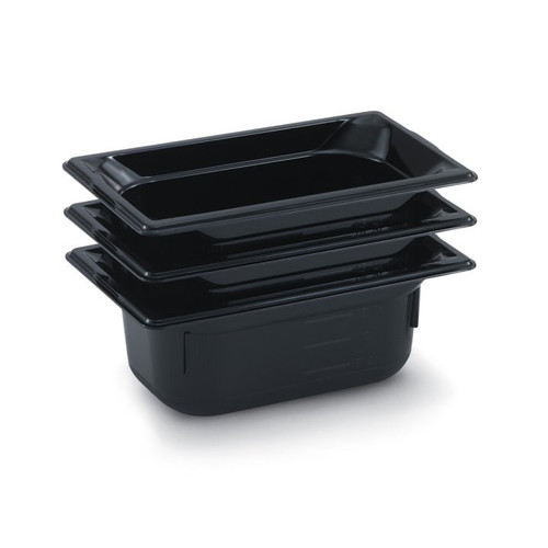 Vollrath 9044420 4" Deep High-Temp Black Resin Super Pan 1/4 GN Food Pan