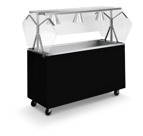 Vollrath 3877860 60" W x 39 1/2" D x 59" H Fully Enclosed Base Non-Refrigerated Wood 4 Pans 2-Series Affordable Portable Cold Food Station - 120 Volts