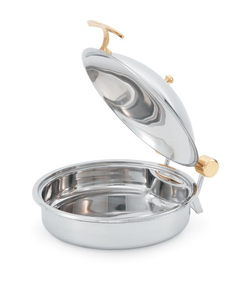 Vollrath 46121 6 Qt. Round Stainless Steel Induction Ready Intrigue Solid Top Induction Chafer