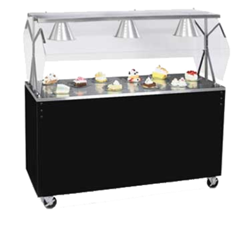 Vollrath 38932 46" W x 39 1/2" D x 59" H 20/300 Series Stainless Steel Seamless Top with Buffet Style Breath Guard Storage Base with Sliding Doors 2-Series Affordable Portable Utility Station